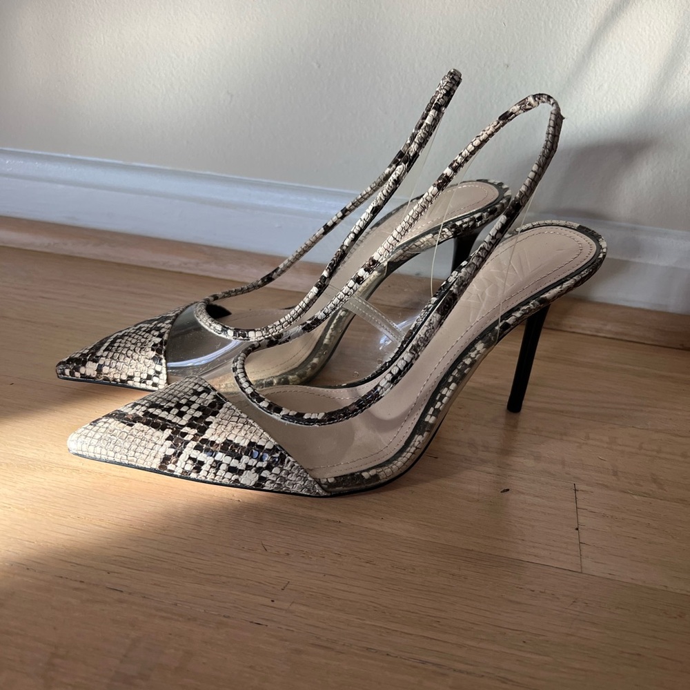 Zara Monochrome Patterned Heels